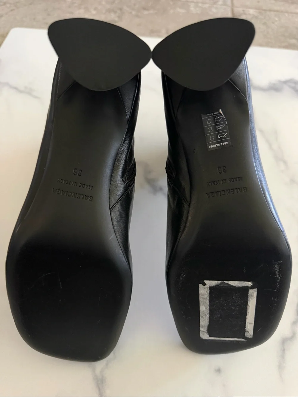 Balenciaga 60mm Duty Free Black Leather Ankle Boots, Size 36, NEW $995